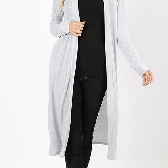 PLUS SIZE DUSTER SWEATER OPEN FRONT WITH POCKETS - Picture 2 of 3